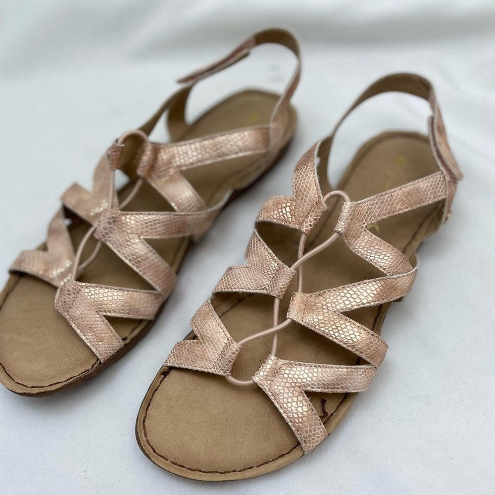 Gloria Vanderbilt Vida Sandels Rose Snake Strappy Wedge NIB Women's Size 10 M